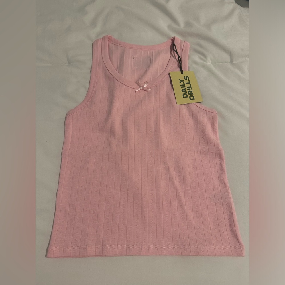 Daily Drills Pink Pointelle Tank